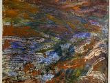 tableau représentant un tableau d'une rivière avec des rochers au premier plan