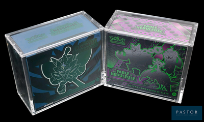 two cds in a clear box on a black background