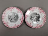 two plates with a picture of a man and a woman on them