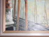 a picture of a painting of a boat in the water