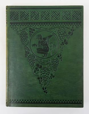 a green book with a picture of a man sitting on a bench