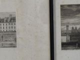 deux photos en noir et blanc accrochées au mur d'un immeuble