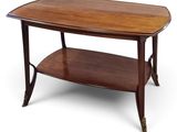 an image of a wooden table with a shelf underneath it