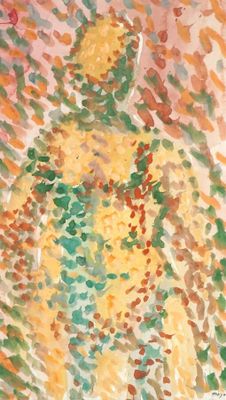 une image représentant un tableau où l'on voit une personne debout devant un arbre