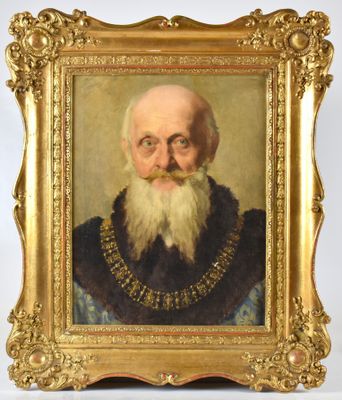 portrait d'un vieil homme barbu dans un cadre doré