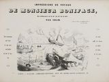 an old book with a drawing of a boat in the water