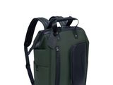 an image of a green backpack with a black handle on it