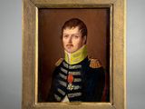 a painting of a man in a military uniform in a gold frame