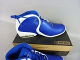 blue and white nike air foam basketball shoes in a box