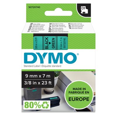 DYMO - Ruban D1 Standard - 9mm x 7m - Noir sur Vert - Éco-co…