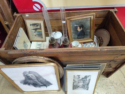a wooden box with pictures and pictures on it