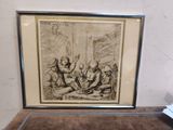 un dessin représentant un groupe de personnes assises autour d'une table