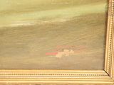 an image of a painting of a beach scene with a boat in the water