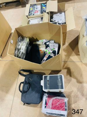 a lot of items that are in a box on the floor