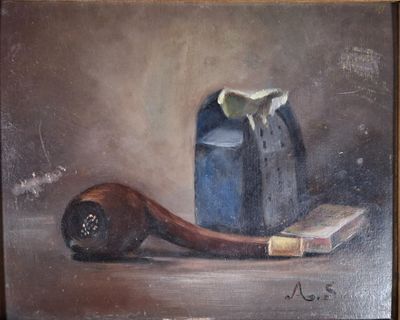 A. SANIER Nature morte à la pipe