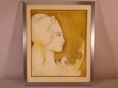 painting of a woman holding a bird in her hand