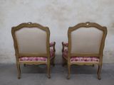pair of antique french style chairs with upholstered upholstered cushions