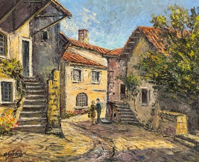 M. Schwab. Vue de village animé. - Photo 1