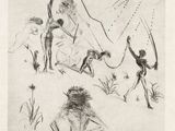 an image of a drawing of a group of people in a field
