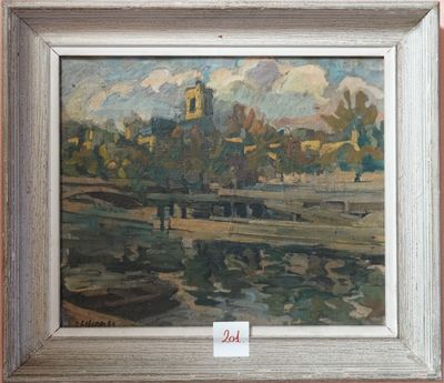 JEAN LIBERGE Bord de Seine, huile sur toile signée en bas à … - Photo 1