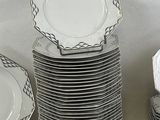 a lot of plates that are sitting on a table