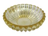 yellow and white glass bowl on a white background