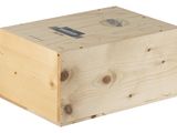 a wooden box that is sitting on a white surface