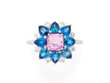 une bague en saphir rose et diamant