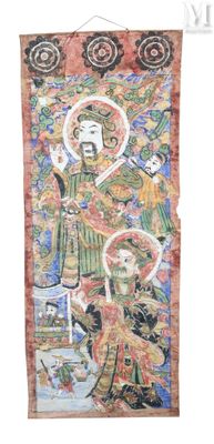 une image représentant une tapisserie accrochée à un mur, sur laquelle figure un homme