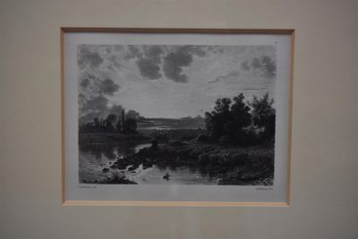 Ecole française XIXe siècle, "Bord de rivière" lithographie …