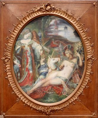 une image représentant un tableau où l'on voit une femme allongée sur un lit dans une chambre