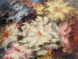 a painting of flowers in a vase on a table