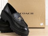 coach black leather loafers with platform soles