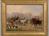 une image d'une peinture représentant un groupe d'hommes à cheval