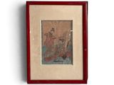 an image of a framed picture of a man and a woman in a boat