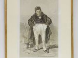 une image représentant le dessin d'un homme vêtu d'un manteau et d'un pantalon blanc