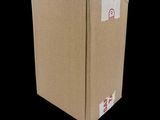 a cardboard box that is open on a black background