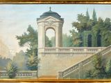 une peinture sur le mur d'un immeuble doté d'une tour horloge