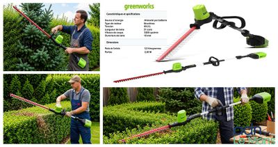 Taille-haies sur perche Greenworks 60V (G60PHT) – portée 2 m…