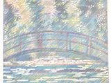 une image représentant un dessin d'un pont enjambant un plan d'eau