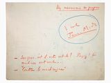 an old envelope with a handwritten message on it with a blue circle