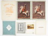 four pictures of a man riding a horse on a wall