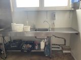 a kitchen with a sink and a stove in it