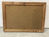 an old wooden frame with a cork board attached to it