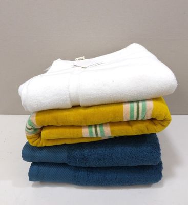 three towels stacked on top of each other on a table