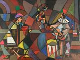 an image of a painting of a group of people playing instruments