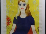 poster of a woman wearing a blue dress and a red cape