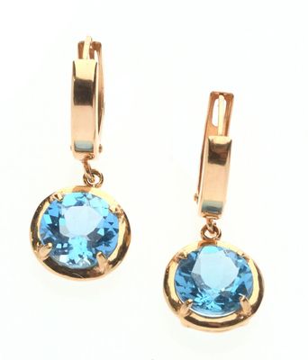 Paire de PENDANTS d'OREILLES en or rose 750 °/°° ornés de de…