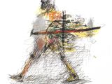 dessin représentant un joueur de baseball tenant une batte sur un terrain