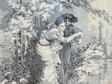 a picture of a couple that is standing in the water
